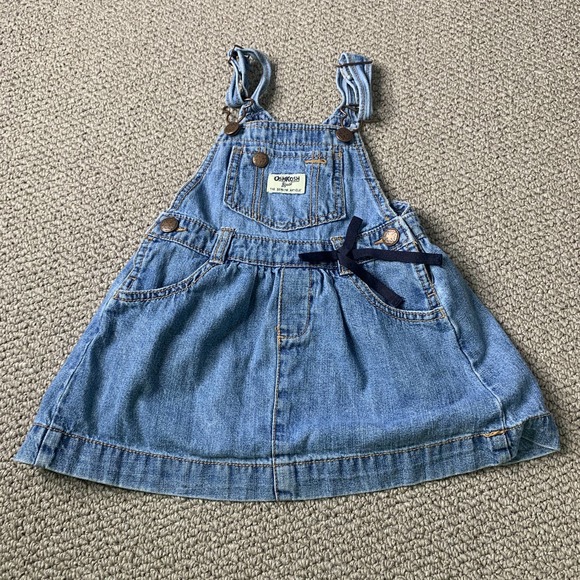 Oshkosh B'gosh Girls Jumper Dress Size 3T Blue Medium‎ Wash Denim Sleeveless - Picture 1 of 8